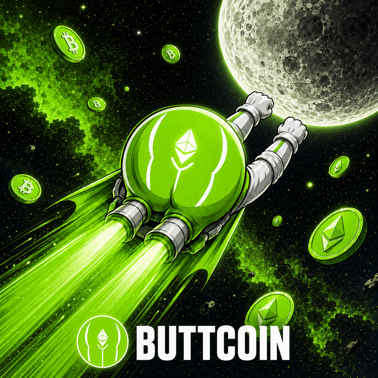 BUTTCOIN rocket to the moon